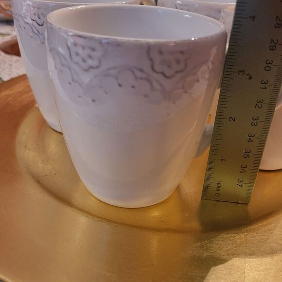 Unused Set Of 4 "Matceramica Portugal" from Anthropologie Cream Ceramic 4” Mugs - Picture 4 of 6